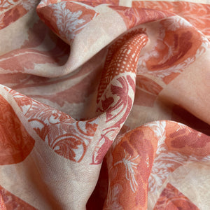 Premium Orange Geometrical Abstrat Multicolor Print Georgette Fabric