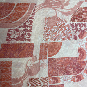 Premium Orange Geometrical Abstrat Multicolor Print Georgette Fabric