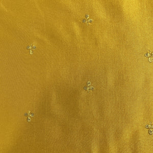 Yellow Floral Sequence Embroidery Russian Silk