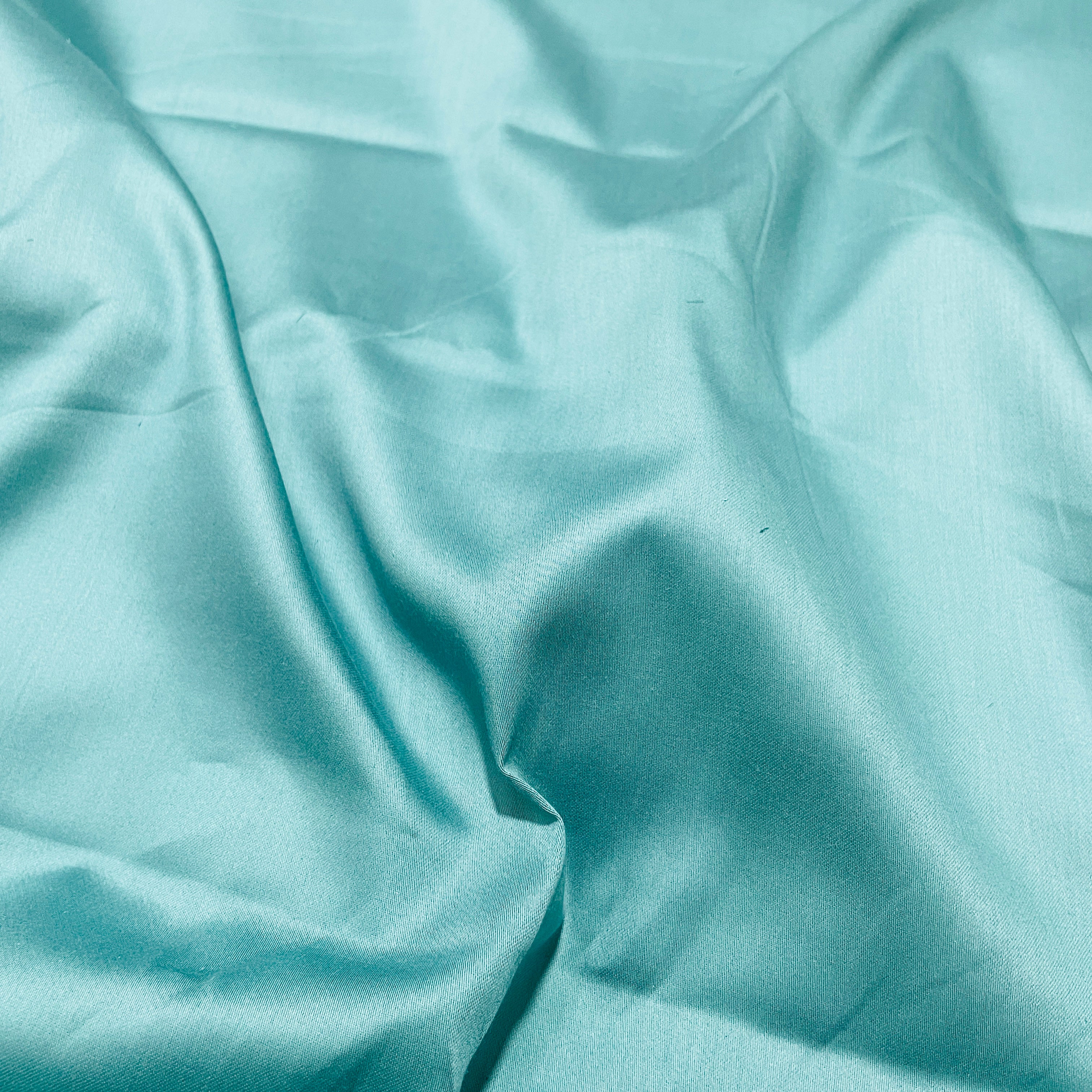 Turkish Blue Solid Cotton Satin Fabric - TradeUNO