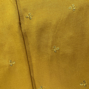 Yellow Floral Sequence Embroidery Russian Silk