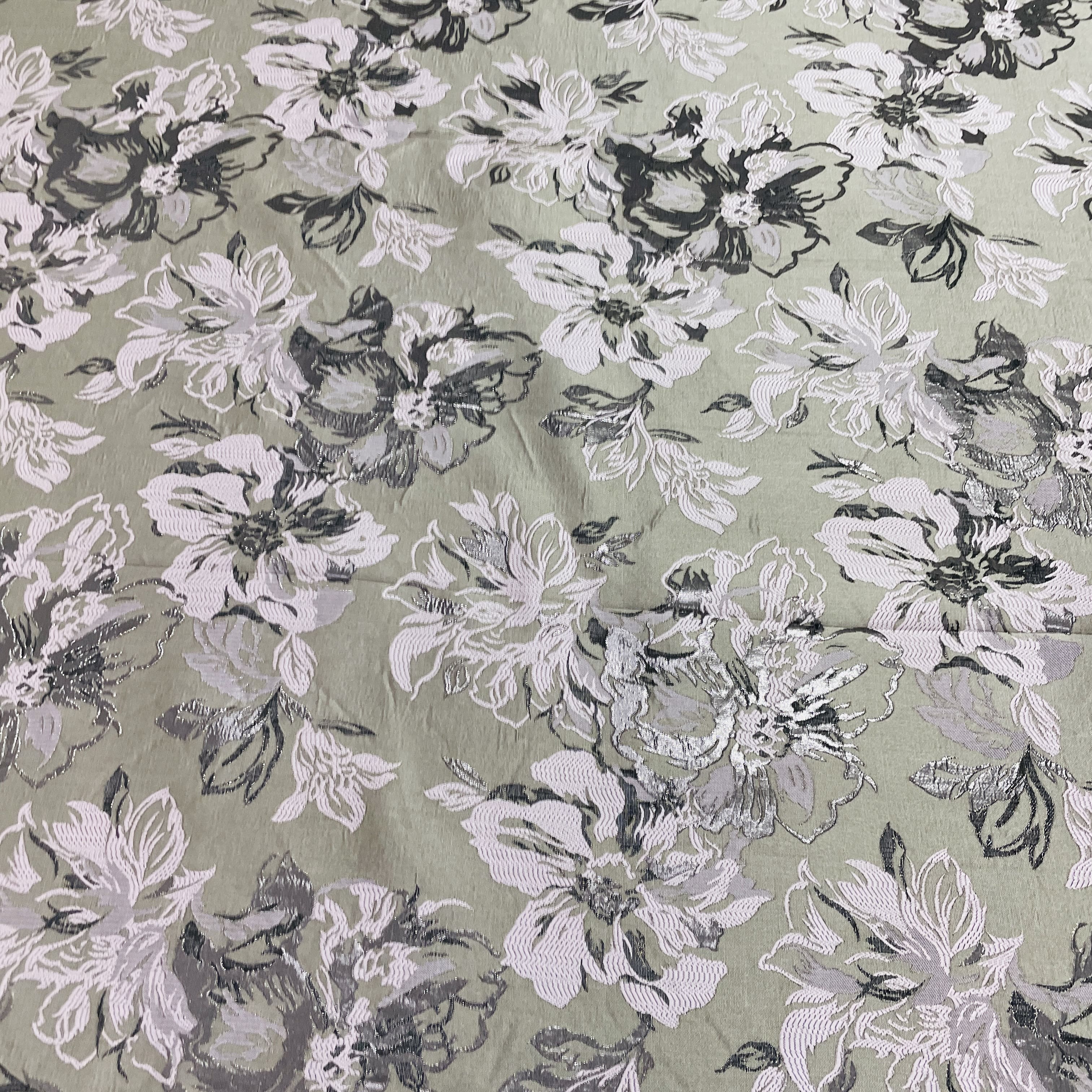 Light Brown Pink Floral Brocade Jacquard Fabric - TradeUNO