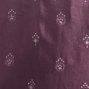 Burgundy Mirror Embroidery Russian Silk Fabric