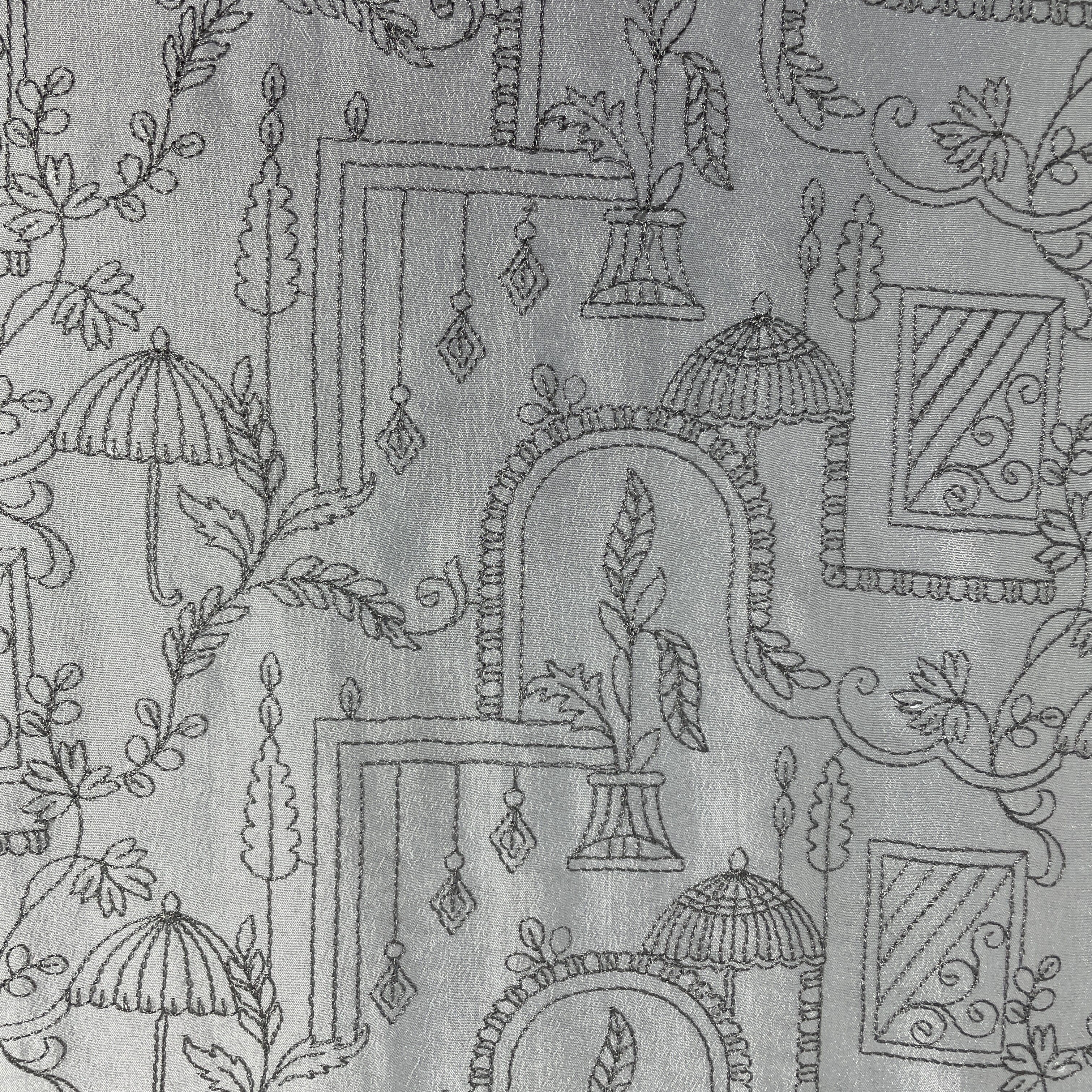 Baby Blue Traditional Embroidery Russian Silk