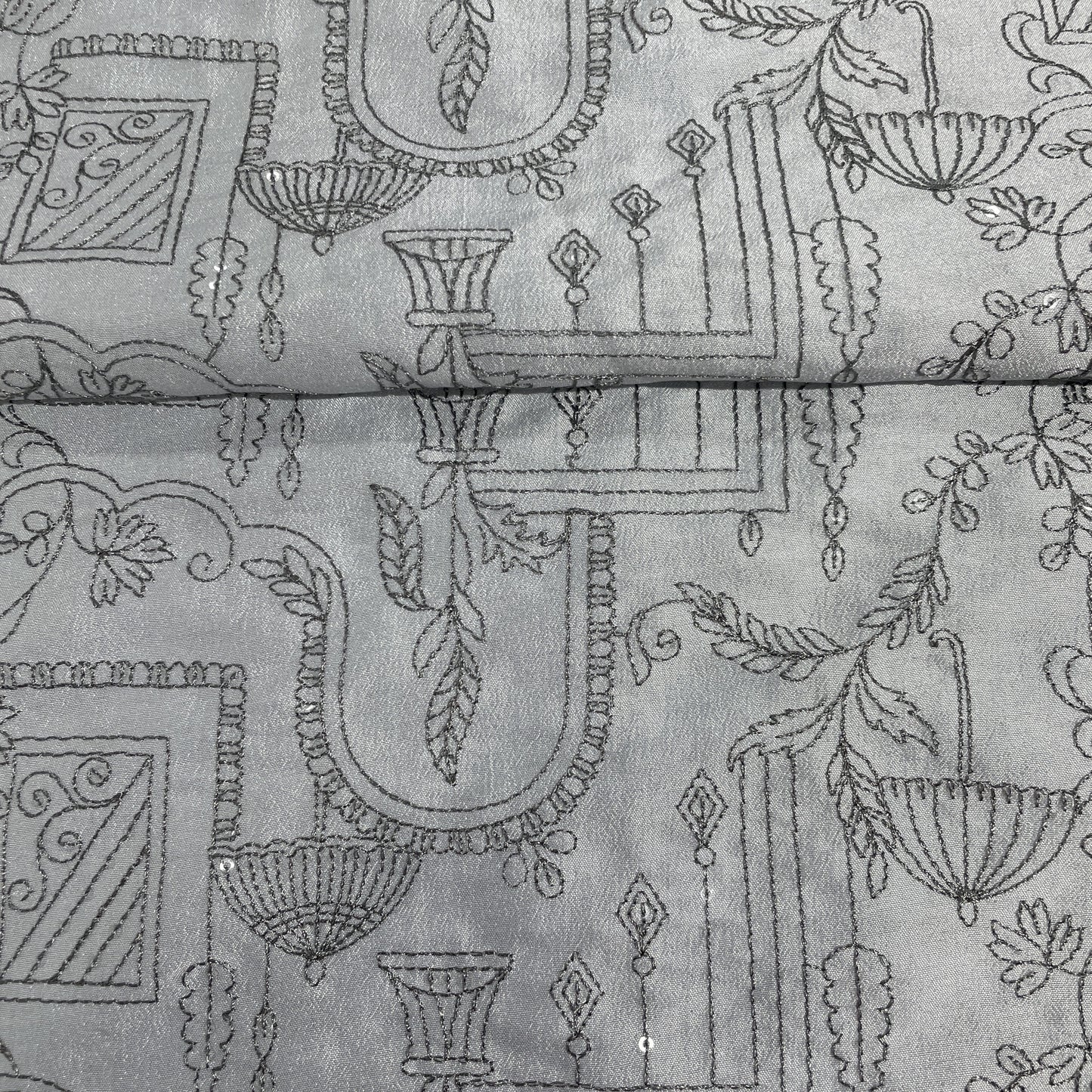 Baby Blue Traditional Embroidery Russian Silk