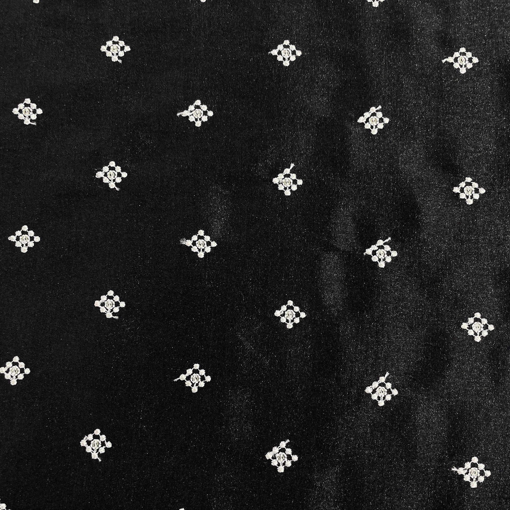 Black Thread Embroidery Russian Silk Fabric