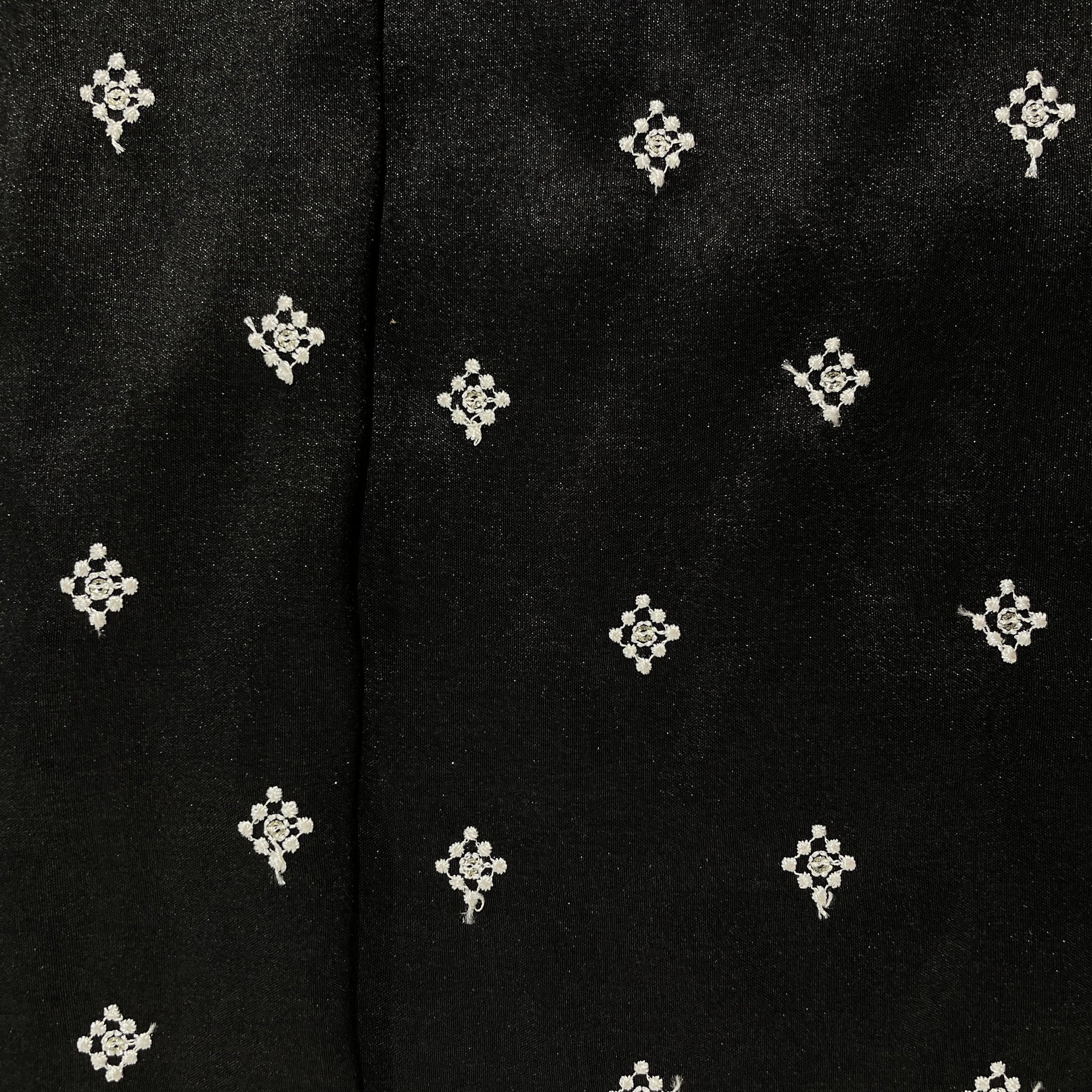 Black Thread Embroidery Russian Silk Fabric