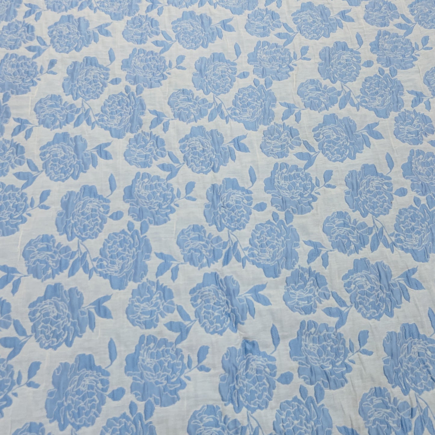 Sky Blue Floral Brocade Jacquard Fabric