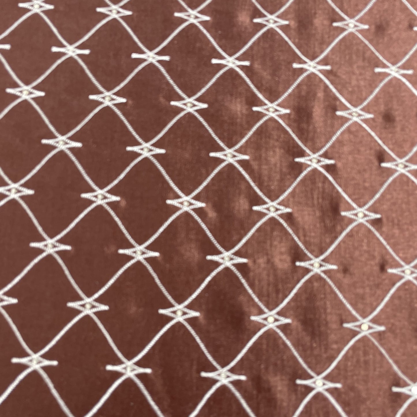 Brown Abstract Embroidery Russian Silk