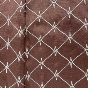 Brown Abstract Embroidery Russian Silk