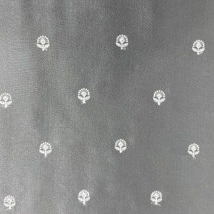 Grey & White Floral Sequence Embroidery Russian Silk