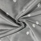Grey & White Floral Sequence Embroidery Russian Silk