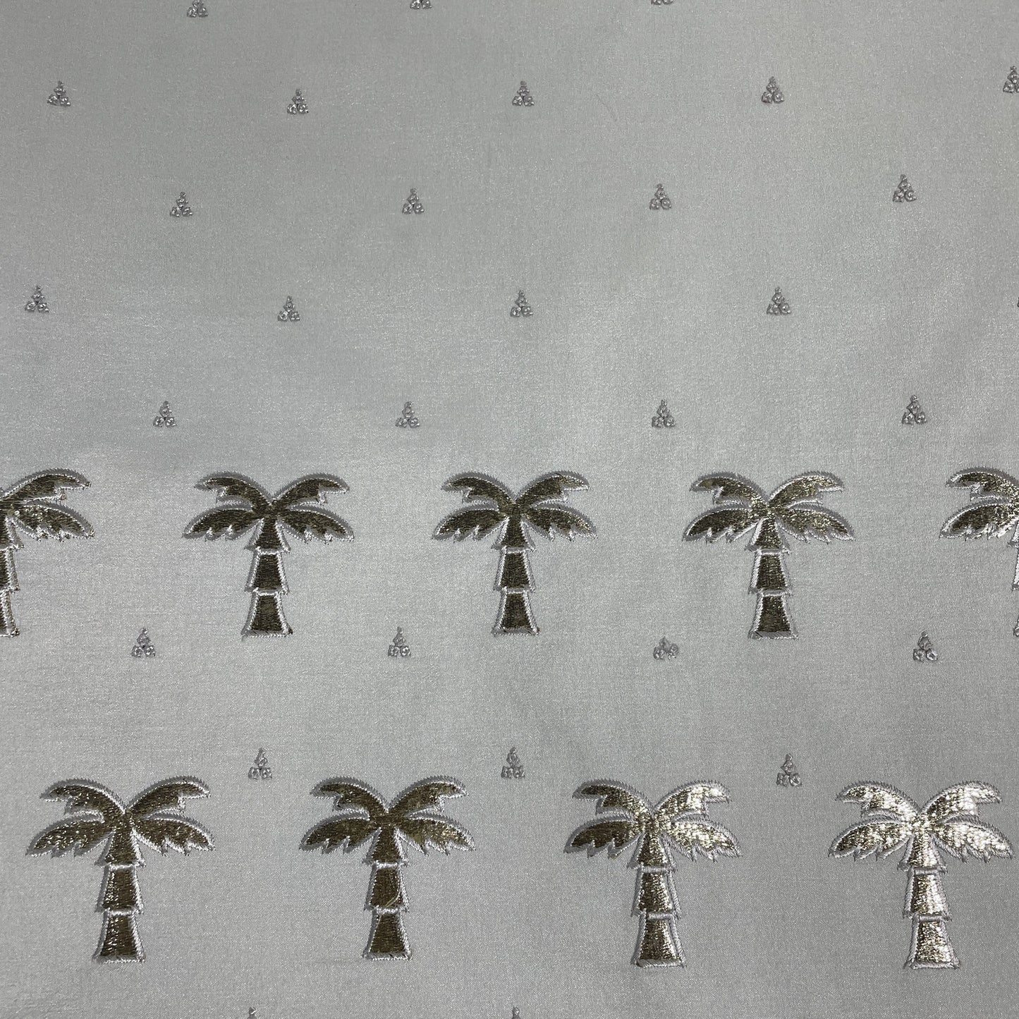 Light Sage Green Golden Foil Thread Embroidery Russian Silk