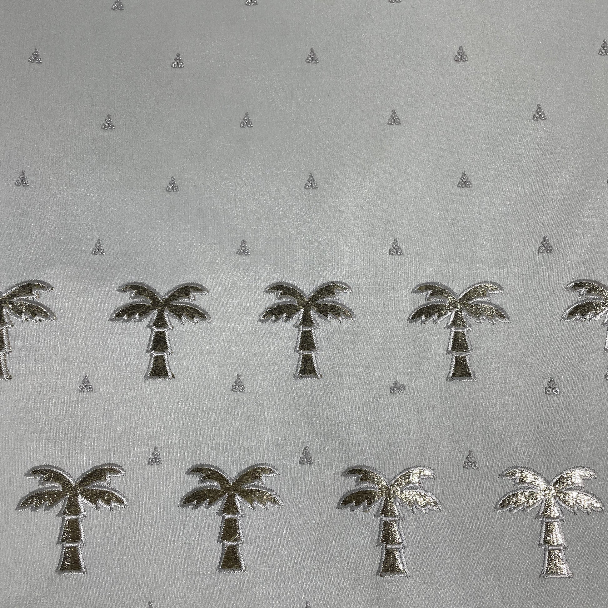 Light Sage Green Golden Foil Thread Embroidery Russian Silk