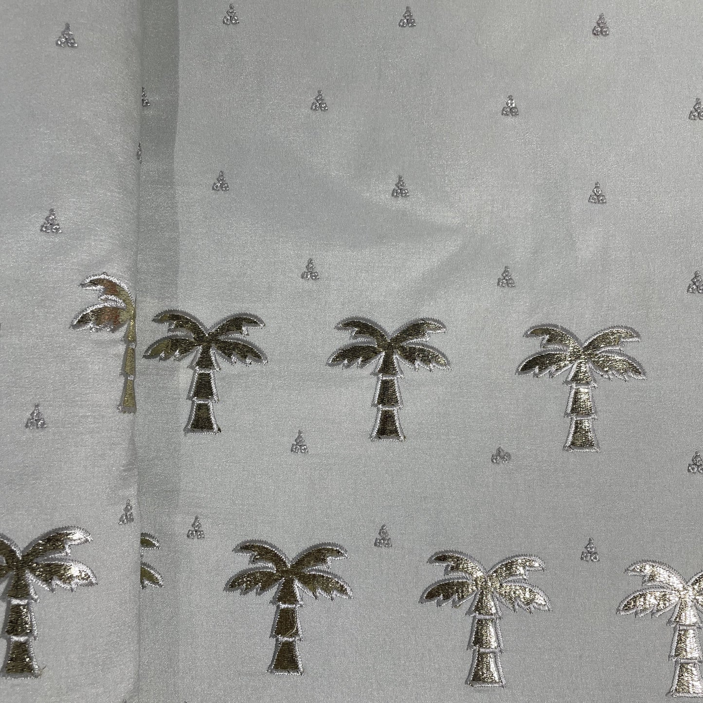 Light Sage Green Golden Foil Thread Embroidery Russian Silk