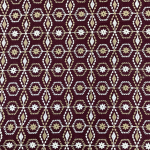 Maroon Thread Embroidery Cotton Fabric