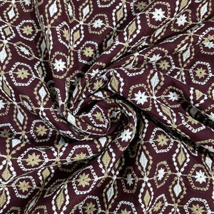 Maroon Thread Embroidery Cotton Fabric