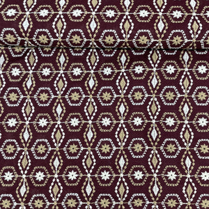 Maroon Thread Embroidery Cotton Fabric