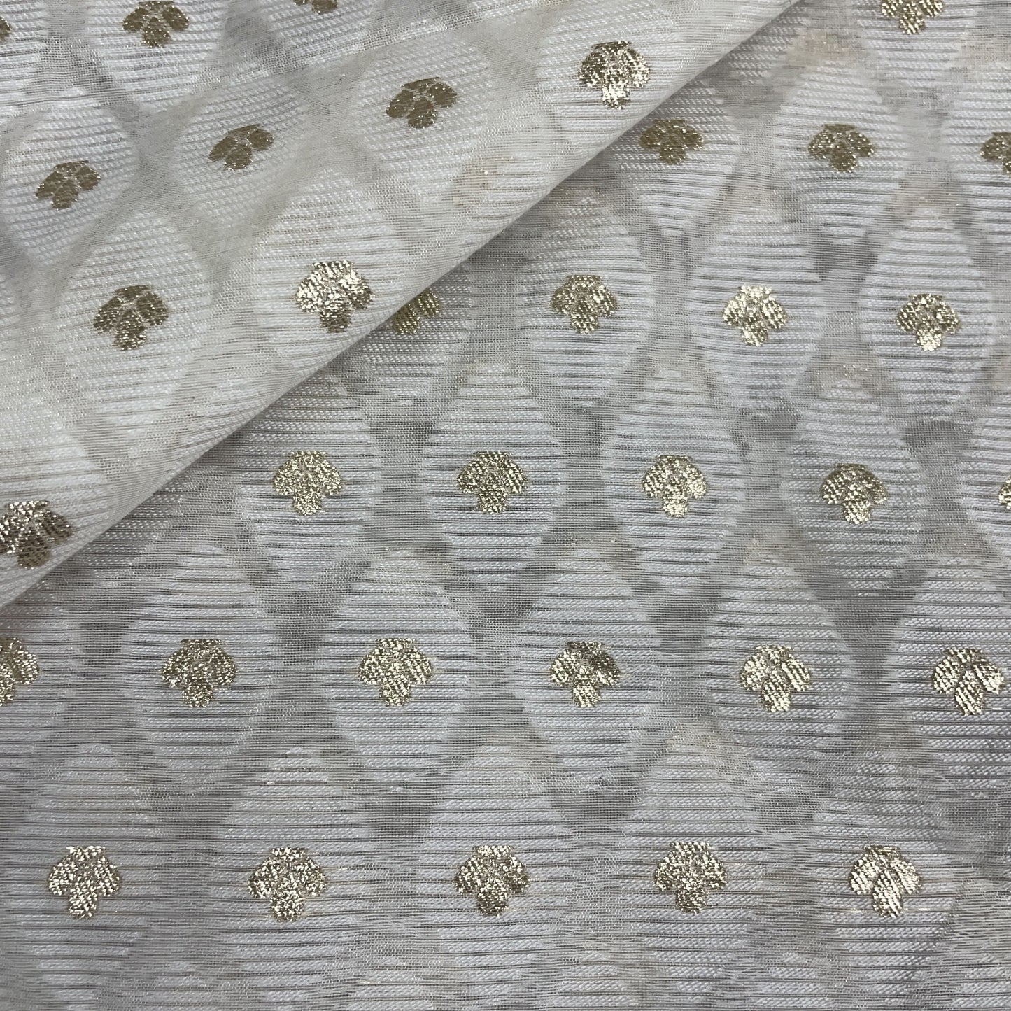 Premium Off White Traditional Jacquard Cotton Silk Patola Dyeable Fabric