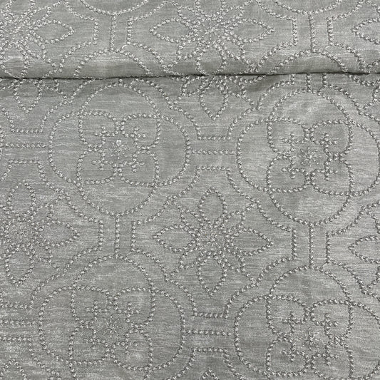 Cream & Brown Floral Print Modal Satin Fabric