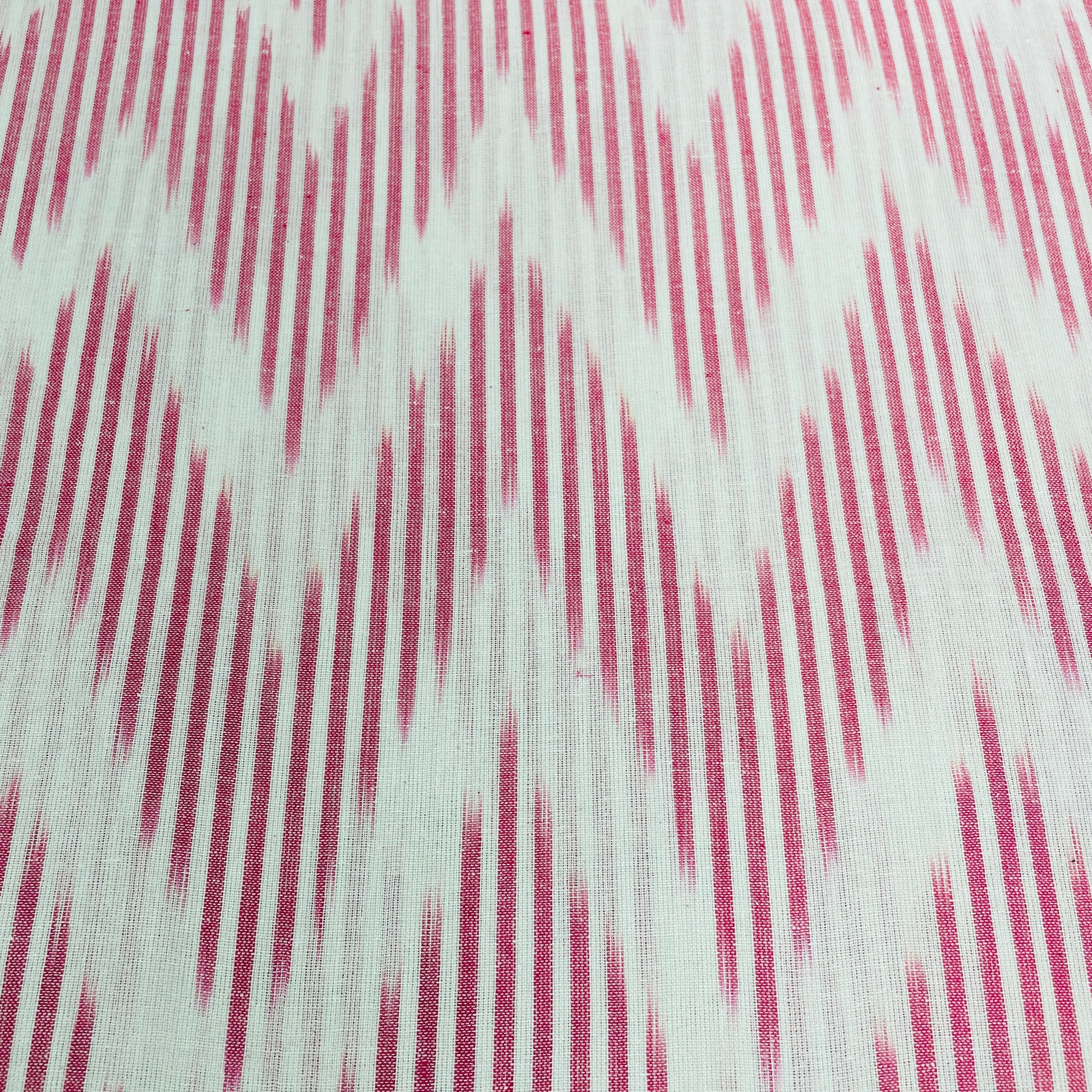 White Pink Stripes Print Cotton Fabric - TradeUNO