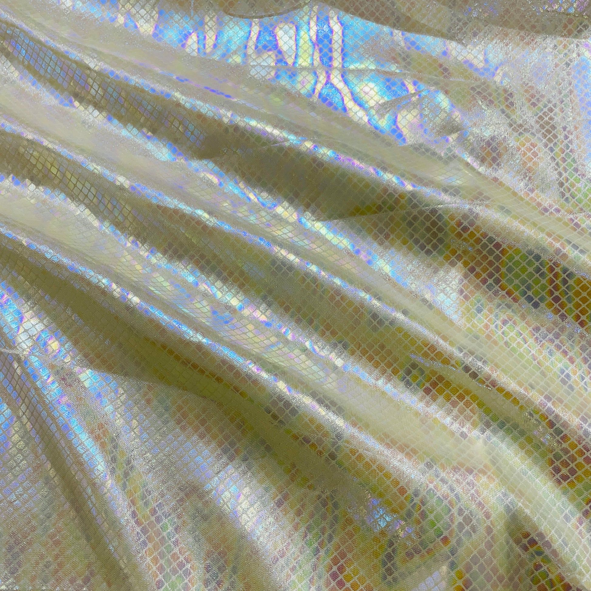 Light Yellow Geometerical 3D Rainbow With Lurex Knit Lycra Fabric - TradeUNO