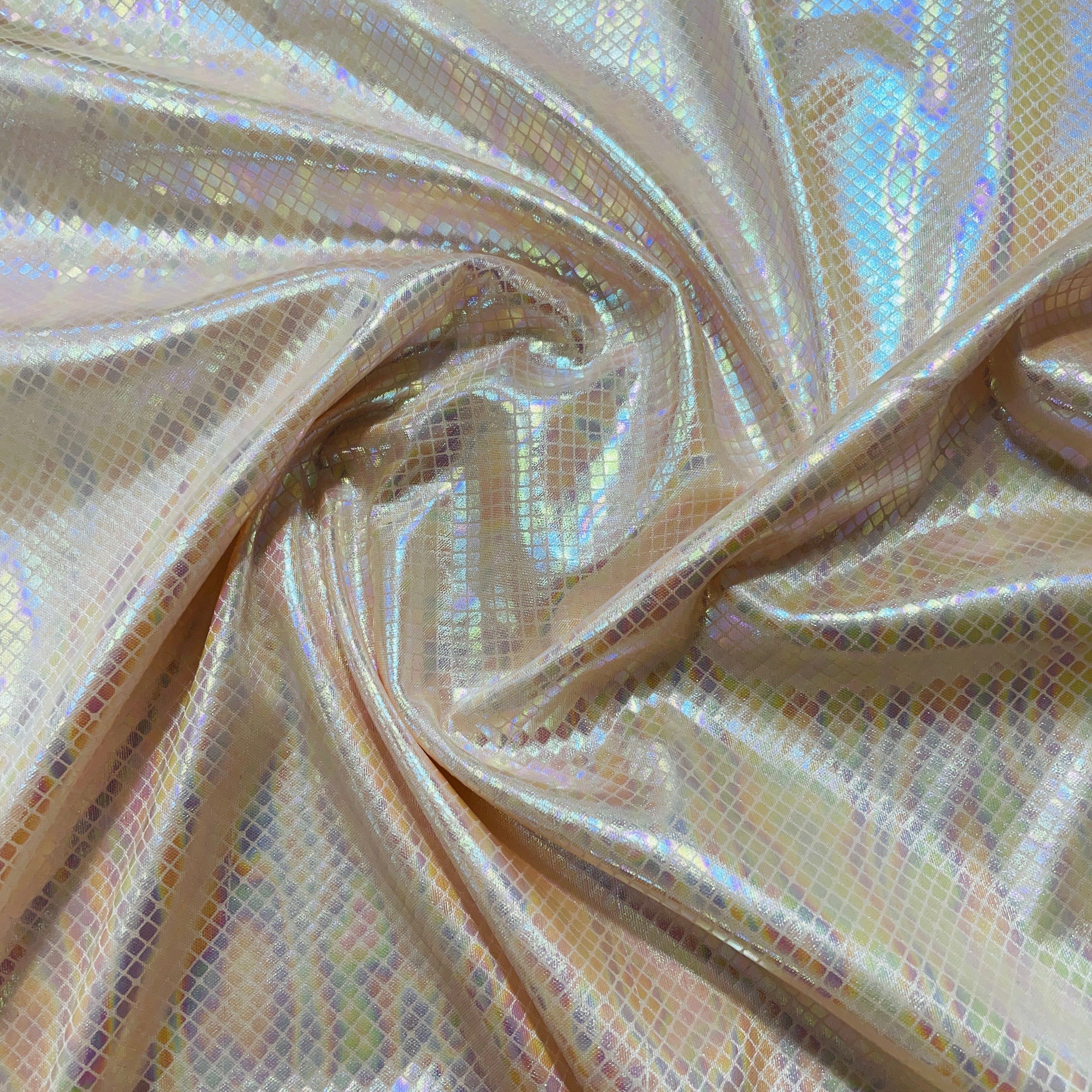 Salmon Pink Geometerical D Rainbow With Lurex Knit Lycra Fabric - TradeUNO