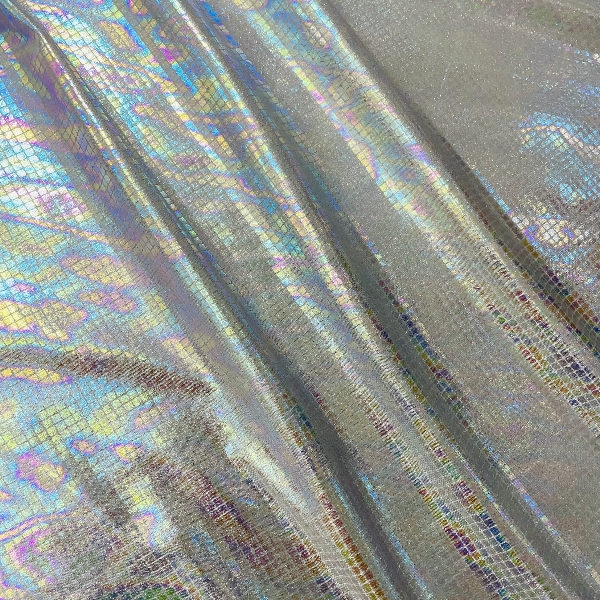 Grey Geometerical D Rainbow With Lurex Knit Lycra Fabric - TradeUNO