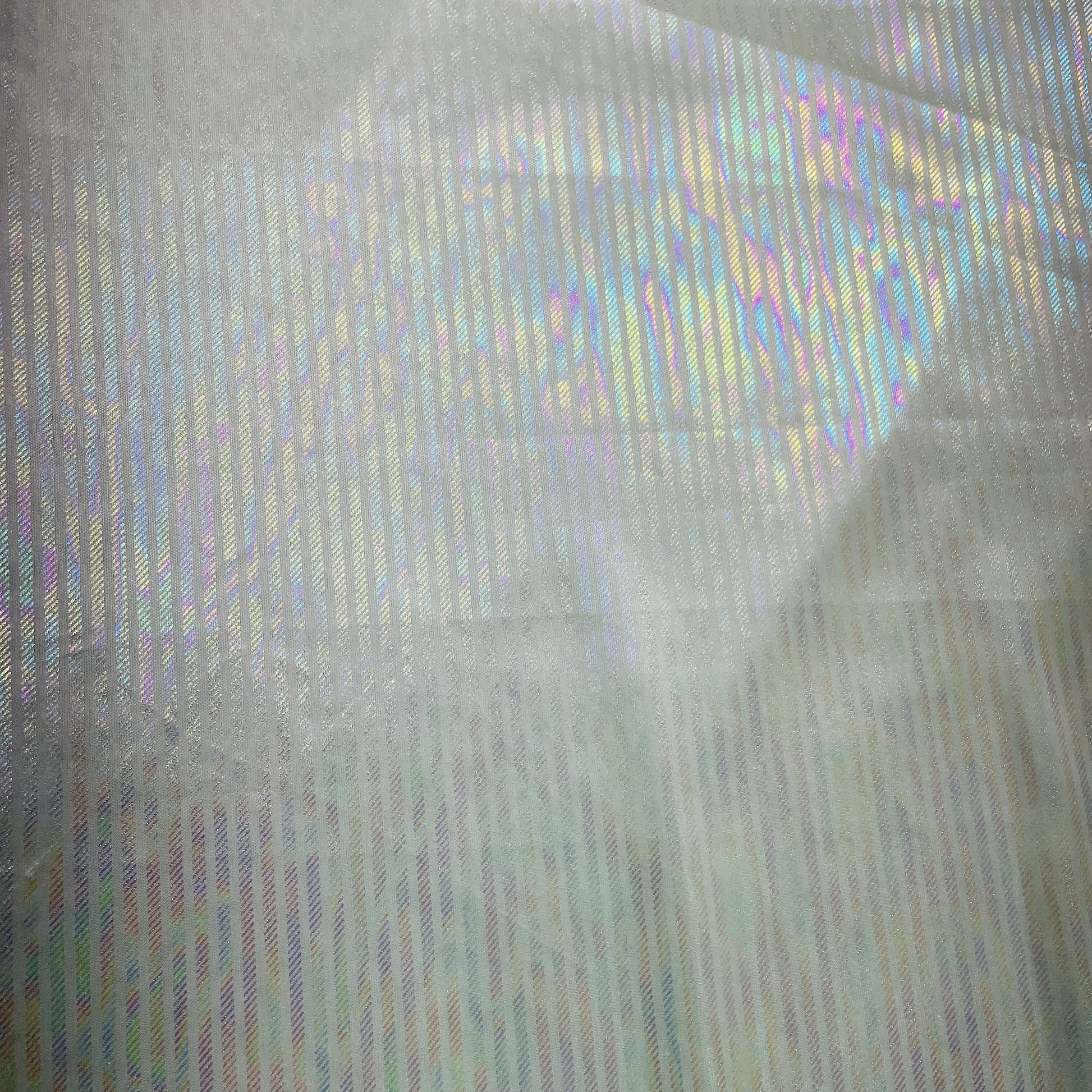 Sea Green Stripes 3D Rainbow With Lurex Knit Lycra Fabric - TradeUNO