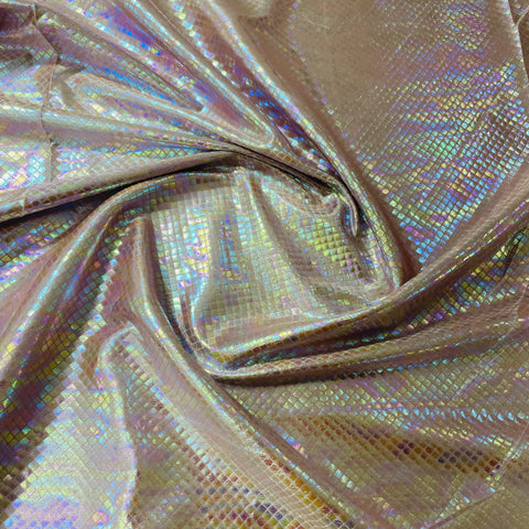Peach Pink Geometerical D Rainbow With Lurex Knit Lycra Fabric - TradeUNO