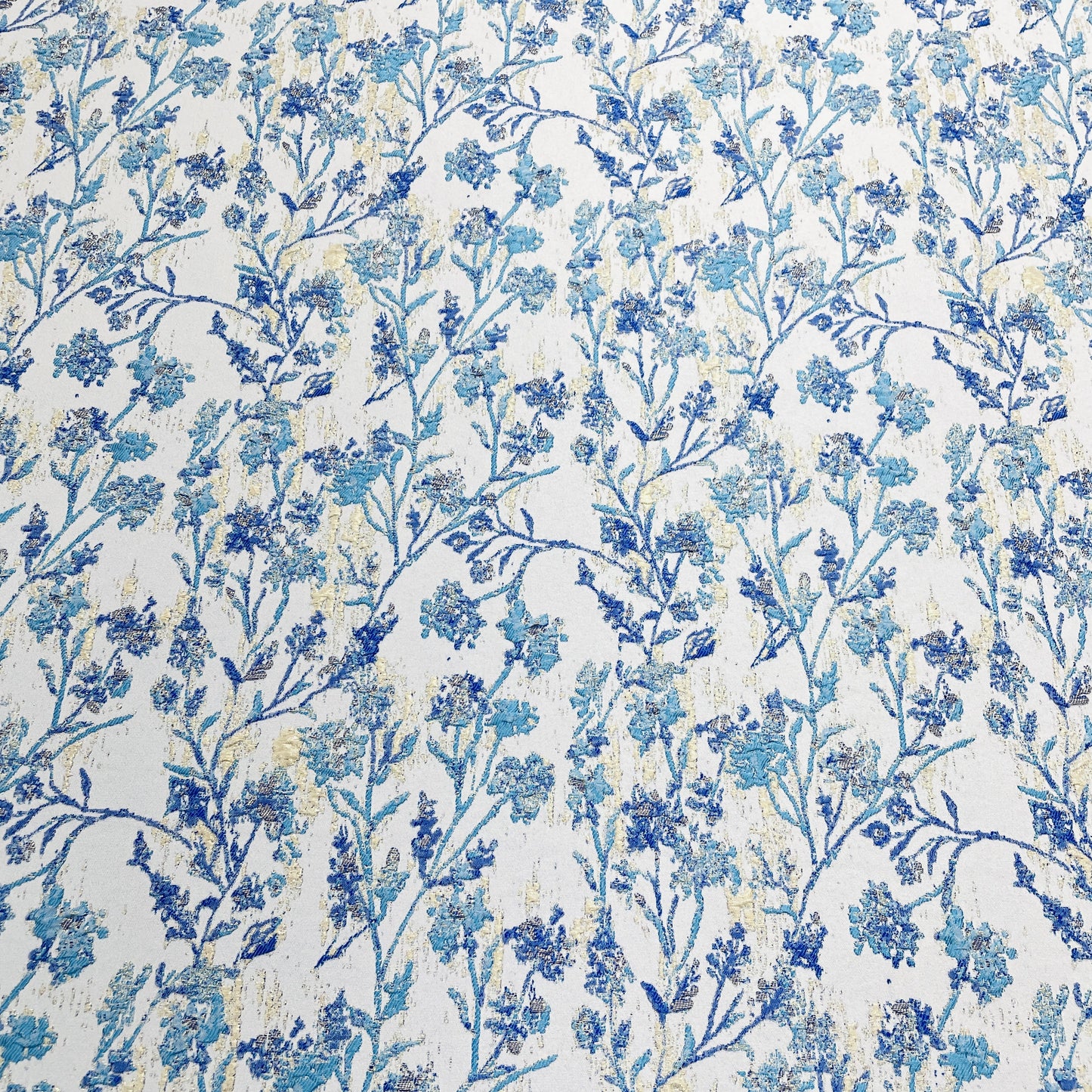 Blue & White Brocade Jacquard Fabric 12371