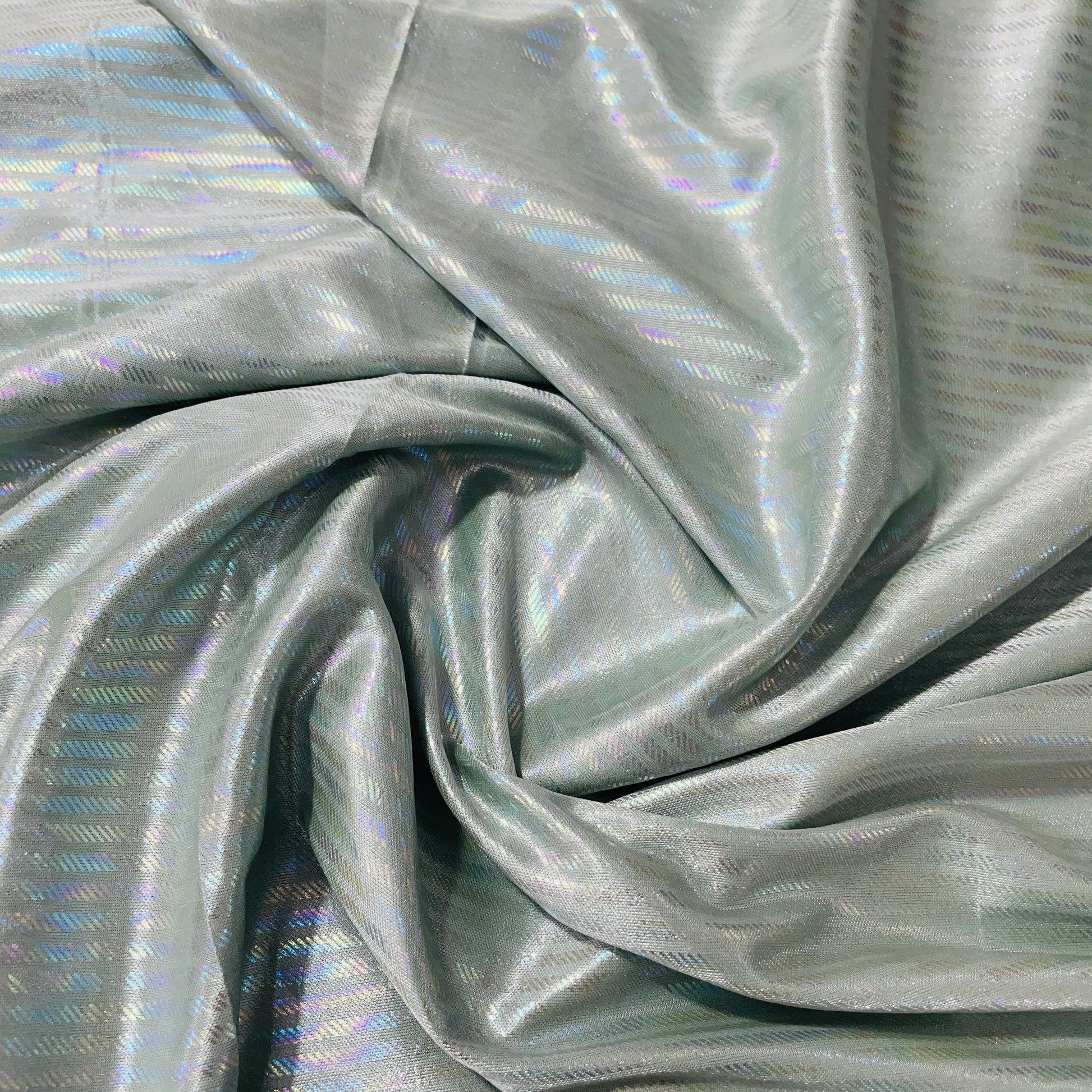 Dull Green Stripes D Rainbow With Lurex Knit Lycra Fabric - TradeUNO