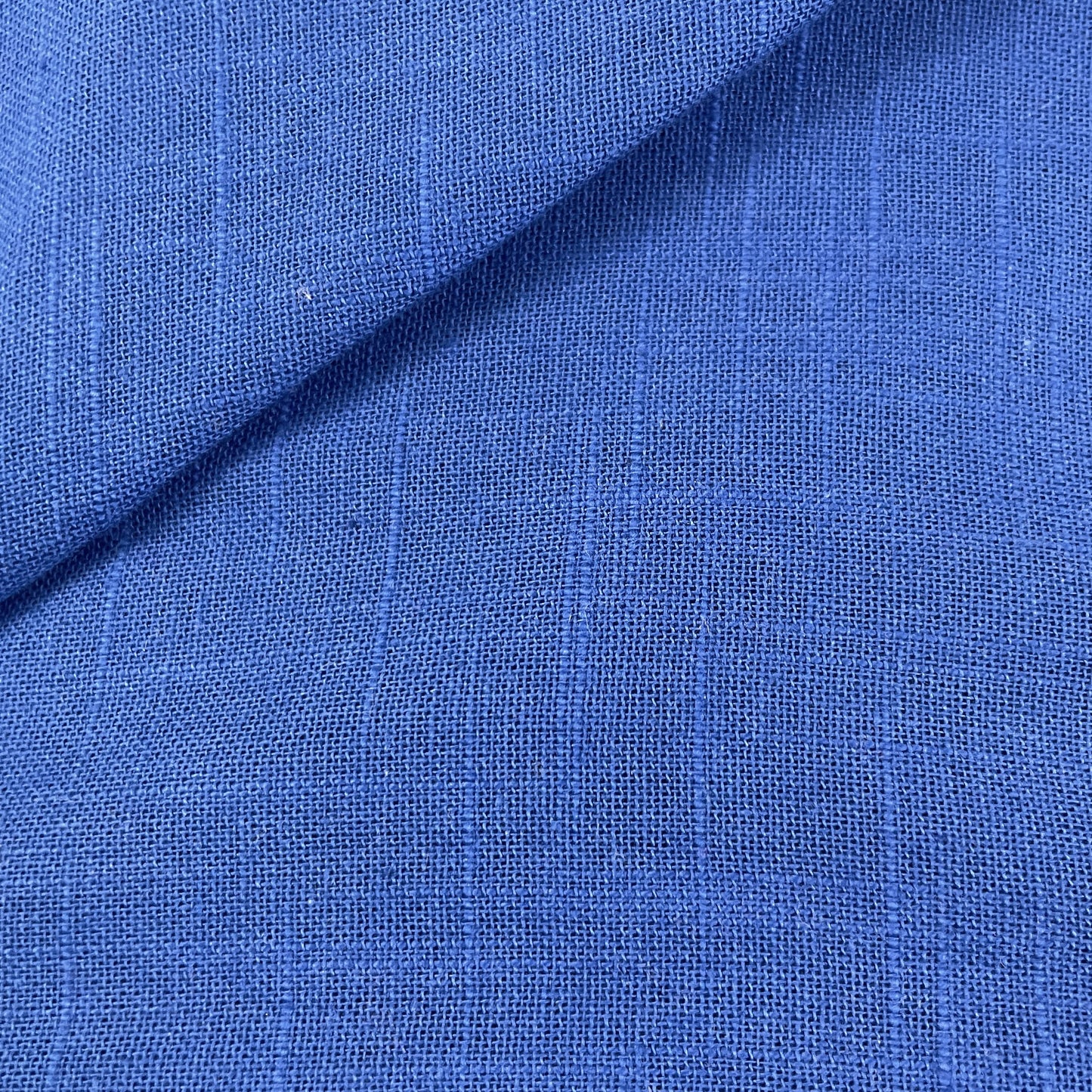 Exclusive Cotton Linen Slub Blue Solid Fabric 