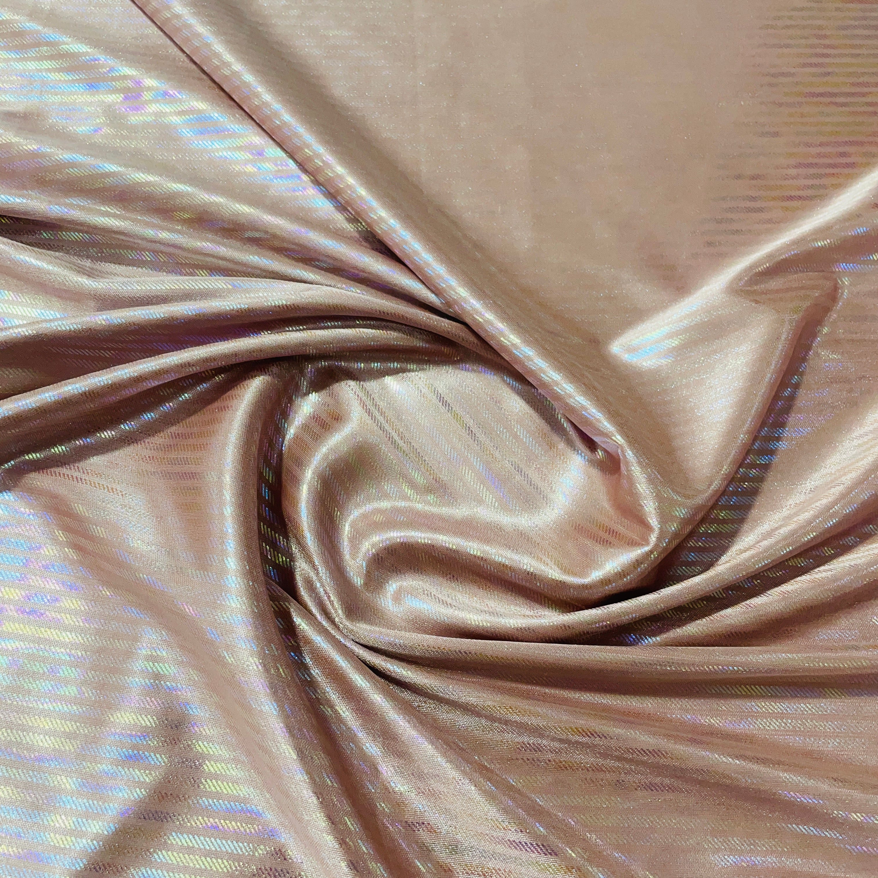 Rose Pink Stripes D Rainbow With Lurex Knit Lycra Fabric - TradeUNO