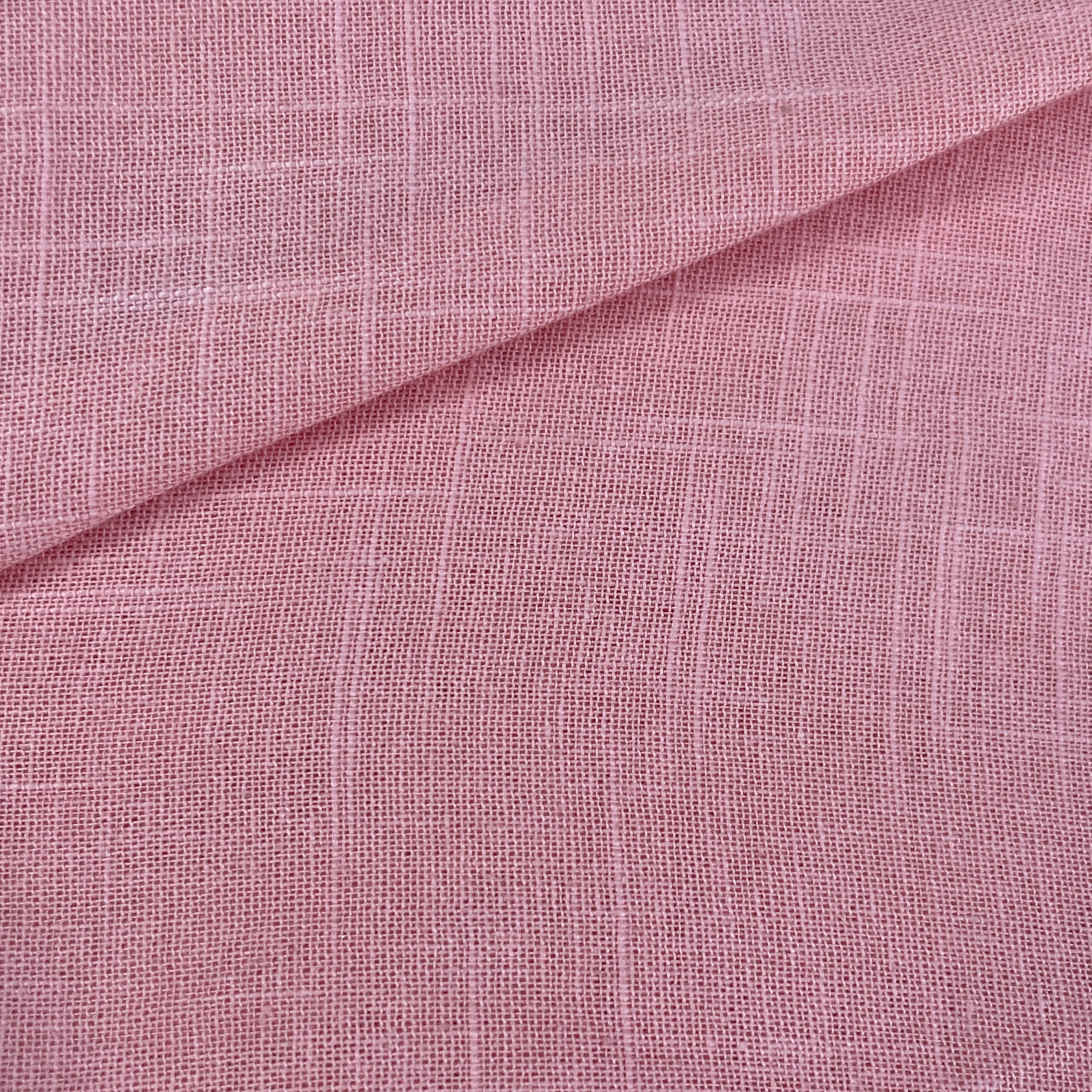Exclusive Cotton Linen Slub Pink Solid Fabric 