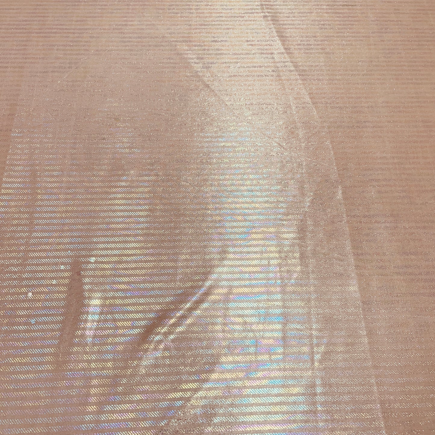 Peach Pink Stripes 3D Rainbow With Lurex Knit Lycra - TradeUNO