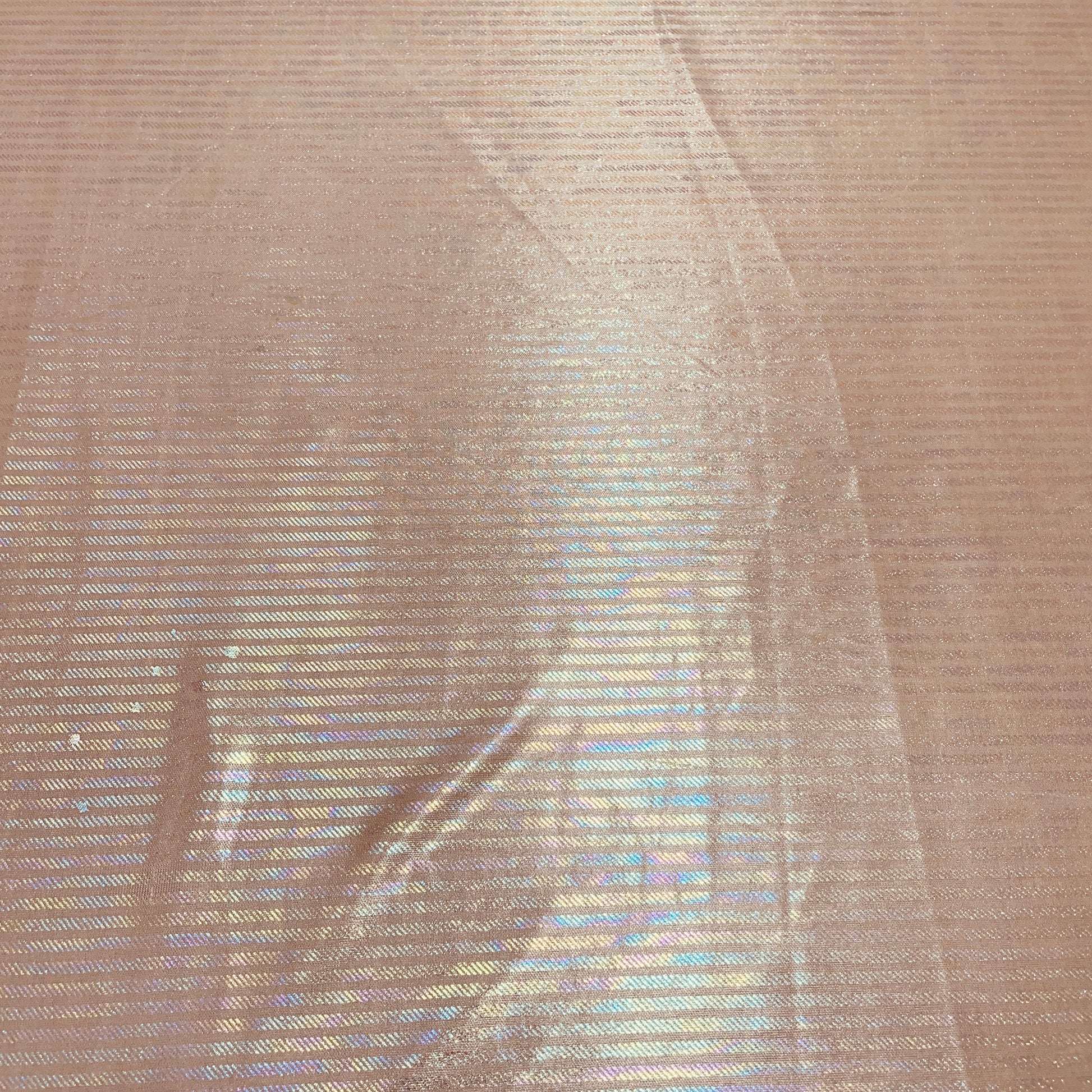 Peach Pink Stripes 3D Rainbow With Lurex Knit Lycra - TradeUNO