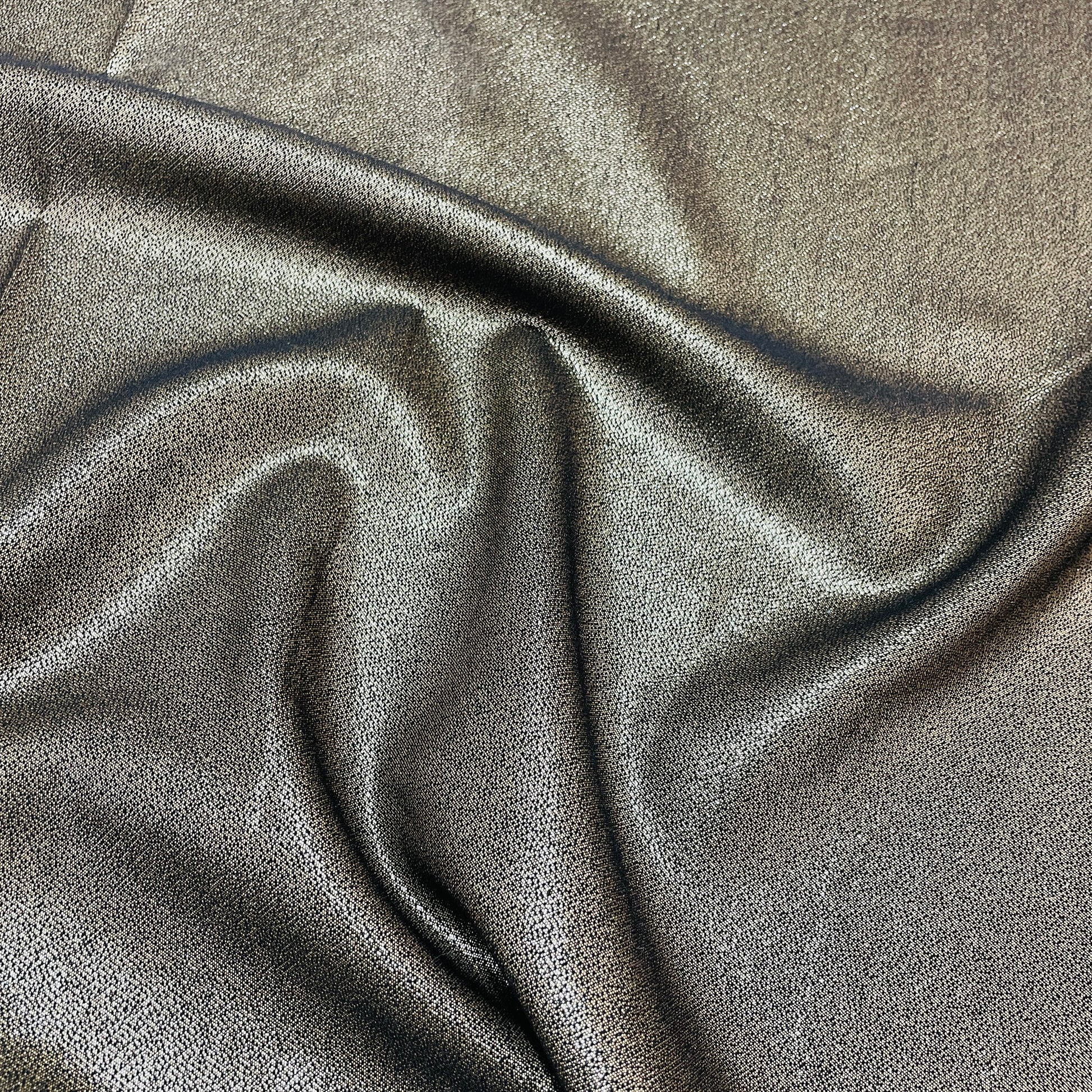 Black Golden Foil Lycra Cotton Satin Fabric - TradeUNO