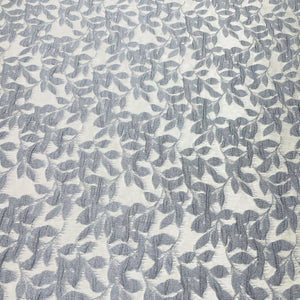 White Blue Floral Brocade Jacquard Fabric - TradeUNO