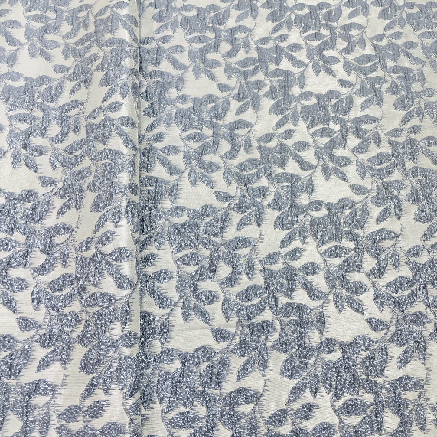 White Blue Floral Brocade Jacquard Fabric