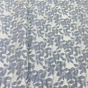 White Blue Floral Brocade Jacquard Fabric - TradeUNO