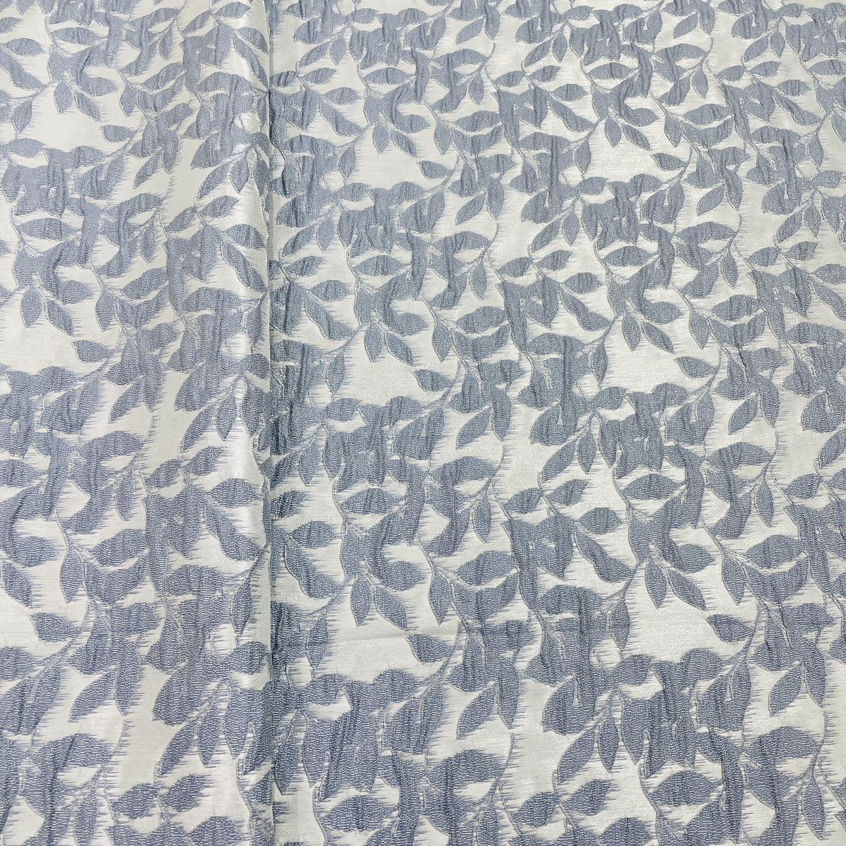 White Blue Floral Brocade Jacquard Fabric - TradeUNO
