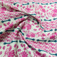 White Pink Floral Print Muslin Fabric - TradeUNO