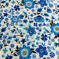 White Blue Floral Print Muslin Fabric - TradeUNO