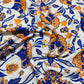 Cream With Mustard Purple Floral Print Muslin Fabric - TradeUNO