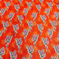 Orange Pink Floral Print Muslin Fabric - TradeUNO