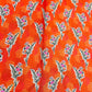 Orange Pink Floral Print Muslin Fabric - TradeUNO