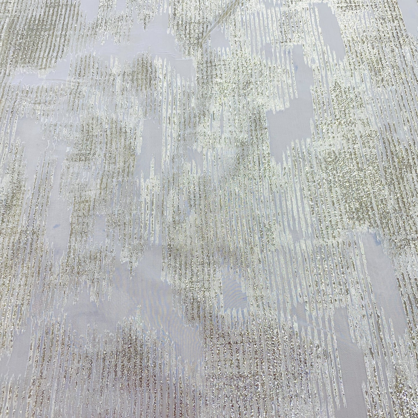 White With Golden Lurex Organza Jacquard Fabric