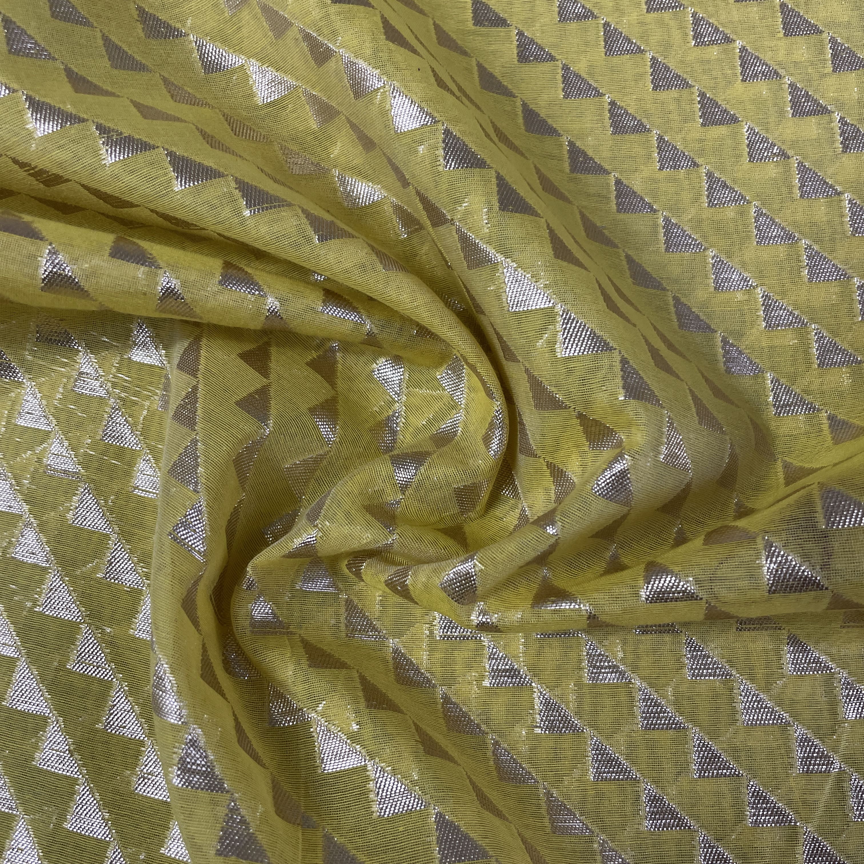 Premium Cotton Katwar Patola Yellow Geometricall Jacquard Fabric