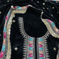 Premium Black Thread Sequence Embroidery Velvet Suit Set With Dupatta